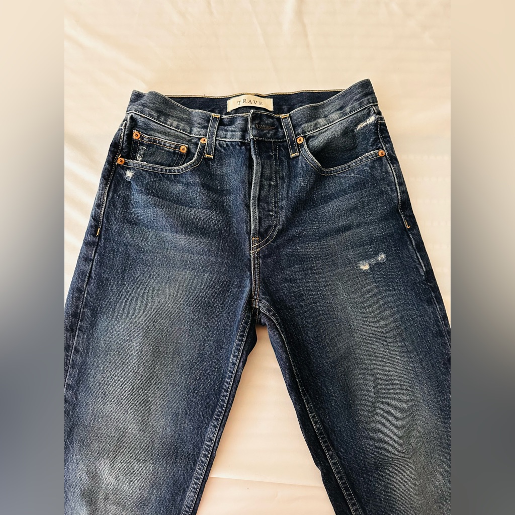 Straight Leg Blue Denim Jeans Trave Brand Straight Leg Blue Denim Jeans Trave Brand